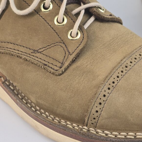 VIBERG BOOTS Japanese style Oxford Shoes - Olive brogued nubuck, Christy sole - Picture 7 of 12